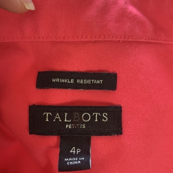 Talbots Petites Pink Short Sleeve Button Up Blouse Size 4P - Picture 9 of 13